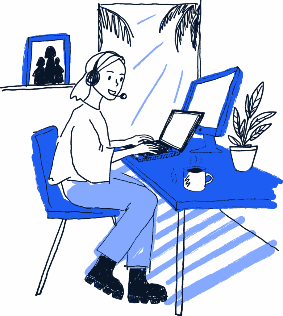 A VA4REI virtual assistant working from her home office