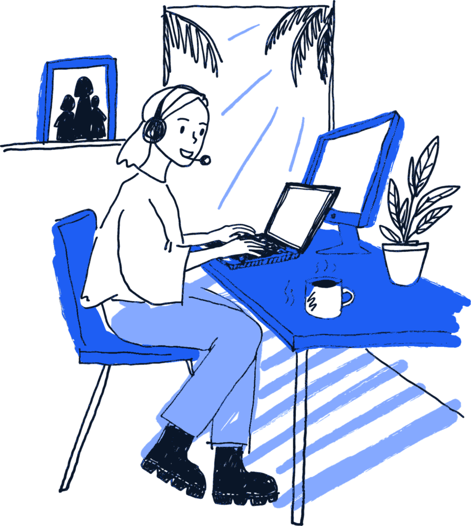 A VA4REI virtual assistant working from her home office
