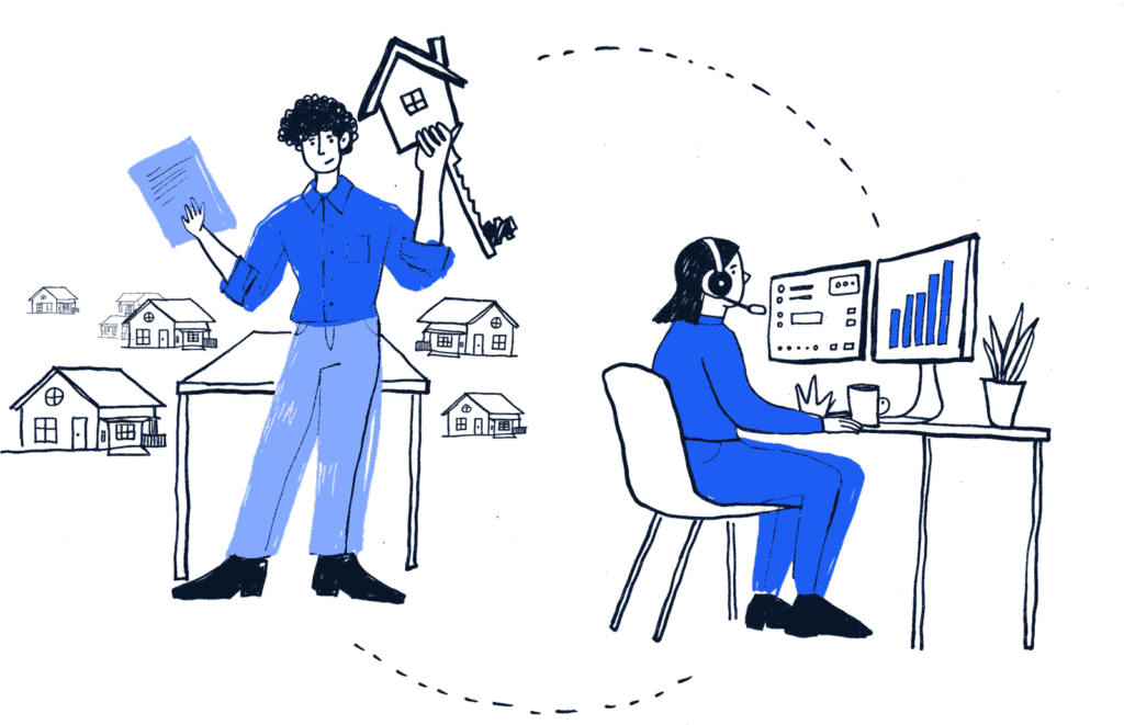 A real estate investor and a VA4REI virtual assistant working the same deal from two desks