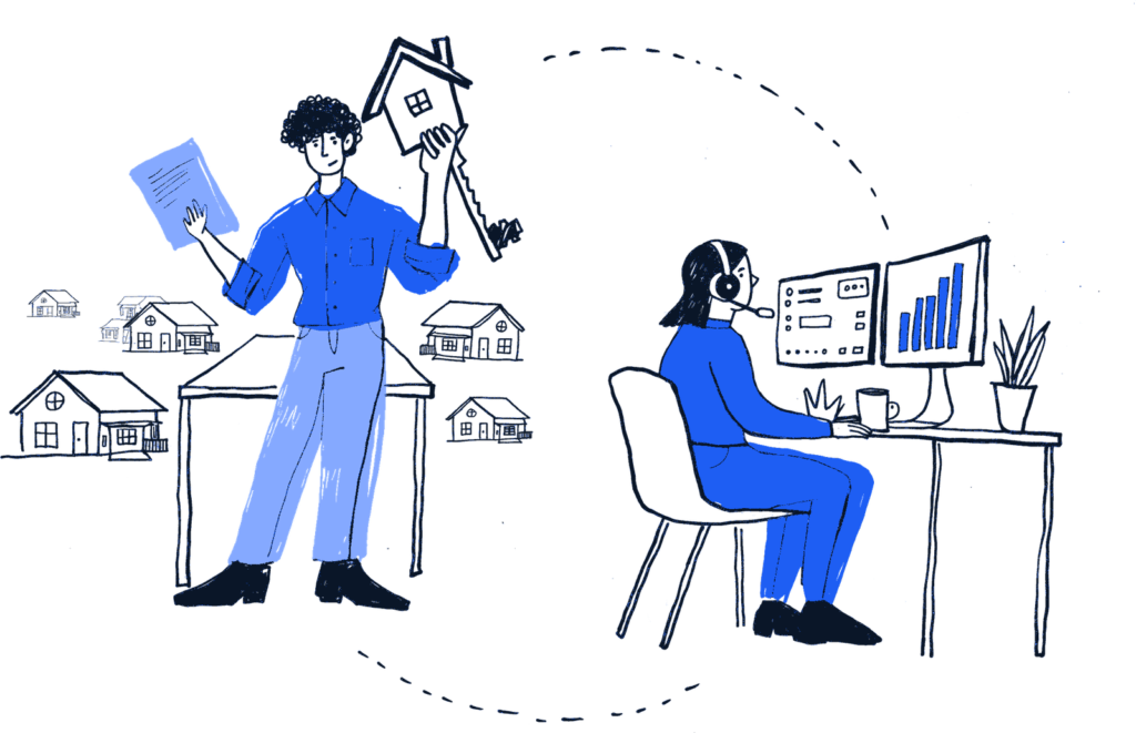 A real estate investor and a VA4REI virtual assistant working the same deal from two desks